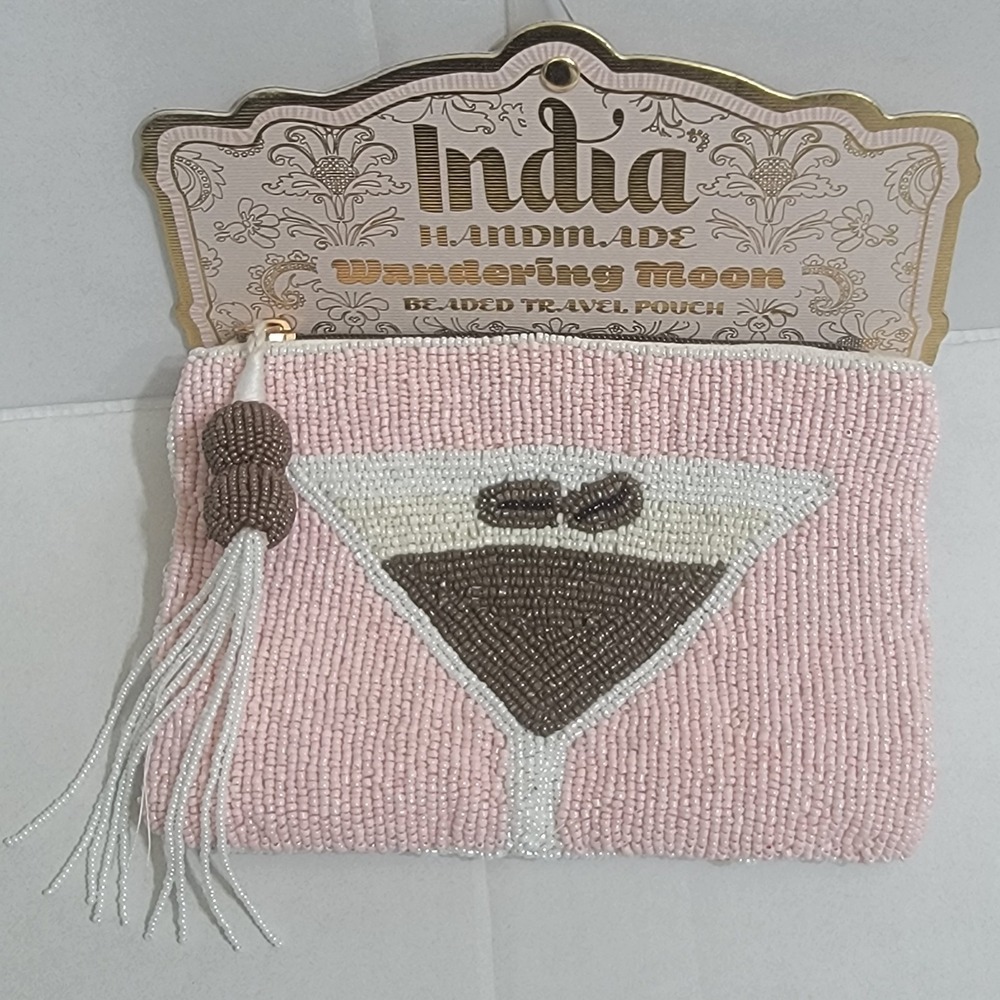 VIRAL TikTok Made In India Hand‎ Beaded Glass Espresso Martini Pouch Travel Bag